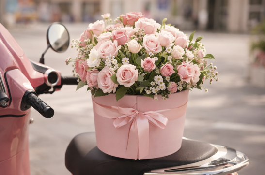 Flower delivery on a scooter