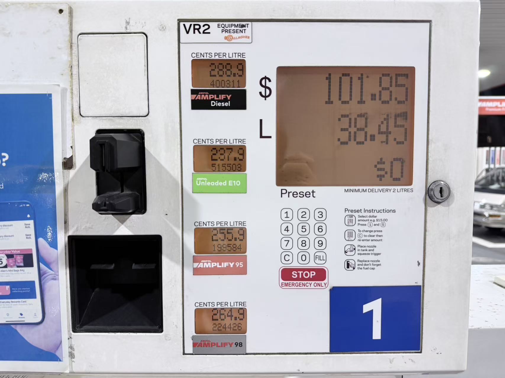 Ampol fuel pump prices